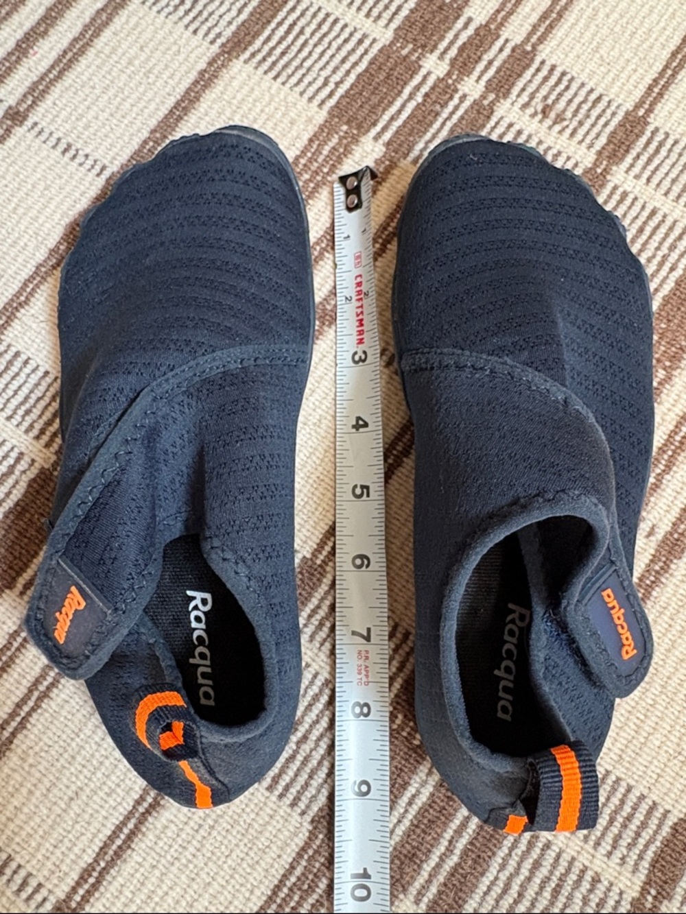 Kids Navy Water Shoes with Orange Accents